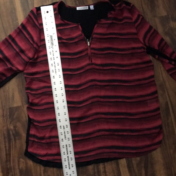 Hannah Wine & Black Knit and Sheer Top-L - Picture 5 of 6